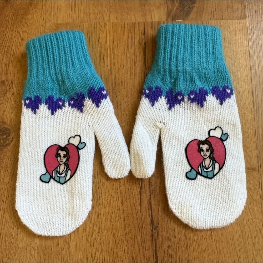Vintage‎ 90s Disney Beauty And The Beast Belle Mittens Aqvila Retro Aqua Purple
